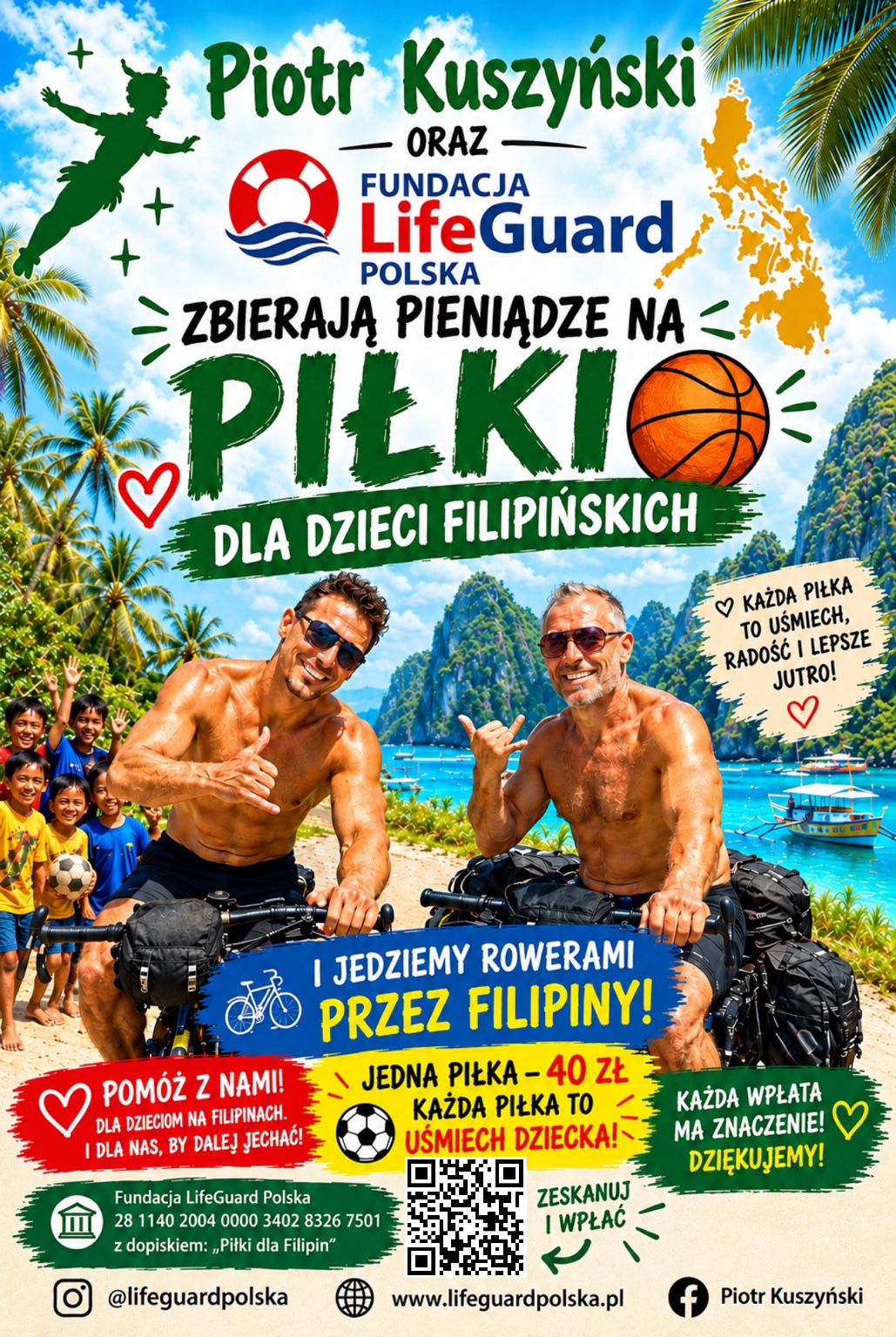 Plakat zbiórki – Piłki dla dzieci na Filipinach